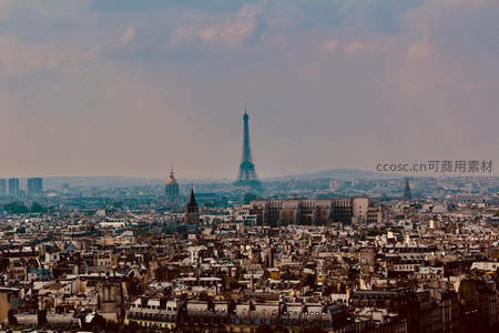 巴黎城市全景埃菲尔铁塔遥遥耸立