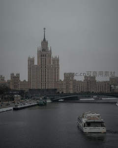 莫斯科河畔斯大林式建筑群航拍