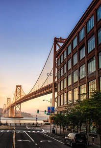 旧金山海湾大桥黄昏街景