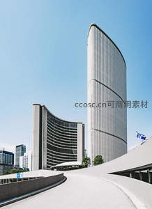 现代都市地标建筑群仰拍视角