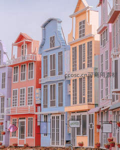 荷兰风情彩色木屋街景