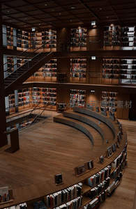 环形阶梯式图书馆全景