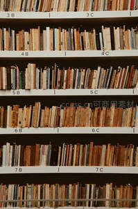 图书馆书架排布有序，分类清晰便于查阅