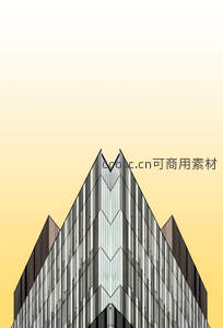 仰拍现代摩天大楼尖顶剪影