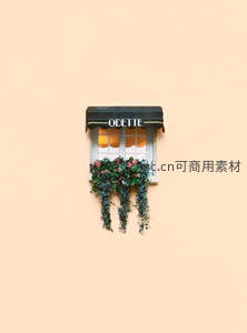 窗台花篮垂挂，店名ODETTE温馨雅致