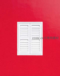 红墙白窗极简几何美学构图