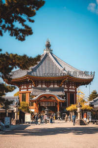 游客漫步于传统日式寺庙庭院