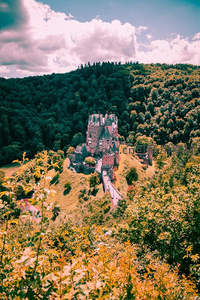 森林山巅古堡，童话般壮丽景致