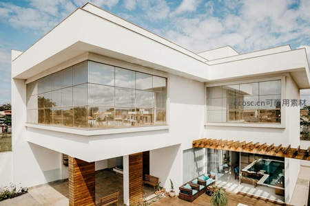 现代白色别墅庭院景观