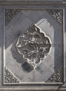 石雕荷花浮雕细节特写