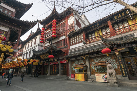 古色古香的中式商业街景