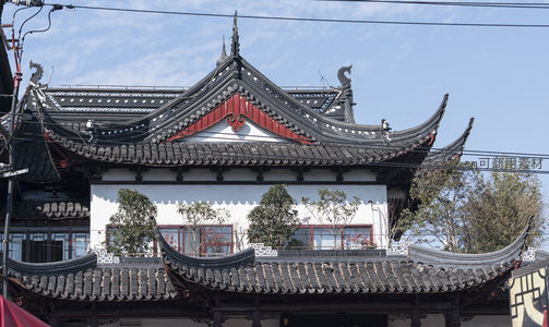 屋脊神兽守护，白墙黛瓦显古韵