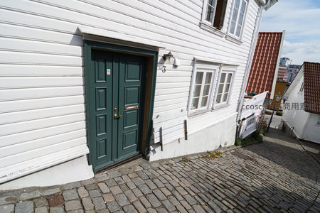 绿门白墙老宅，鹅卵石小径静谧幽深