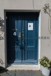 四号深蓝双开门，光影婆娑旁植绿意盎然