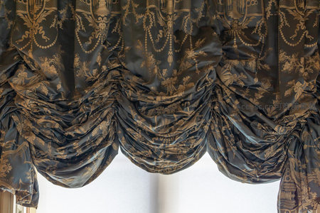 华丽古典窗帘褶皱细节特写