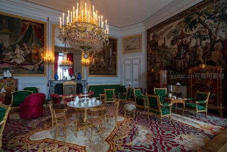 奢华会客厅，织锦挂毯与绿绒沙发