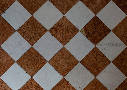 菱形拼接地砖，棕白纹理经典耐看