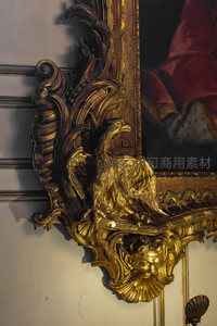 华丽金色雕花画框细节特写