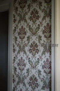 复古花卉墙纸特写，典雅图案装饰墙面