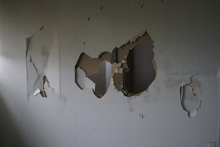 墙体剥落露出内部结构，岁月侵蚀的印记