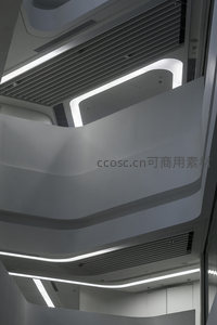 曲面吊顶与嵌入式灯带营造的未来空间