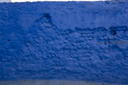 蓝色纹理墙面特写