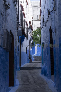 蓝墙夹道的幽深小径