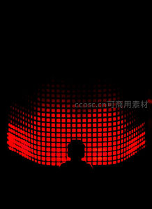 红色LED矩阵前的人形剪影