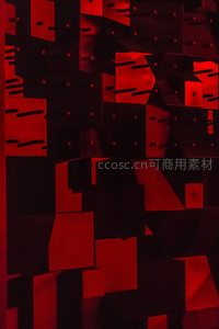 暗红几何立体墙面装置