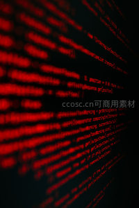 红色代码在黑暗中闪烁，编程世界的神秘符号
