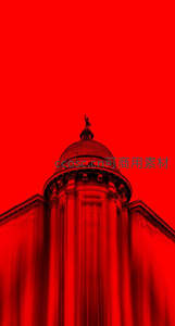 红色穹顶建筑在血色天空下庄严矗立