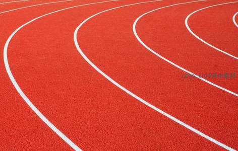 红色塑胶跑道曲线特写