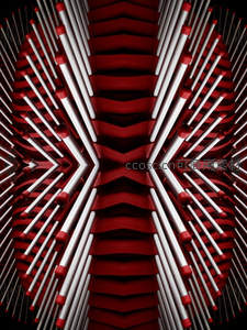 红白几何线条构成的对称抽象图案