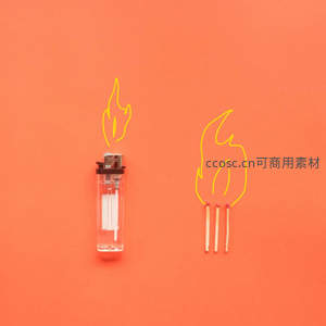 打火机与火柴的创意火焰对比图