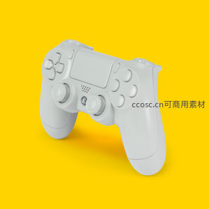 纯白游戏手柄置于明亮黄色背景之上
