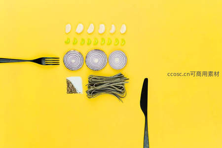 创意意面食材平面构图摆盘