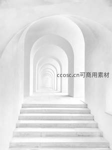 纯白拱廊中的几何美学