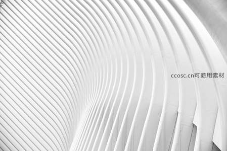 白色流线型建筑结构特写