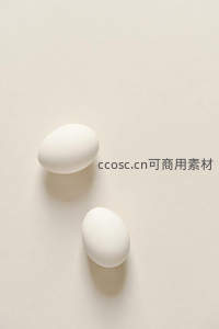 两个白色鸡蛋在浅色背景上的极简构图