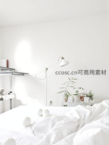 极简主义卧室中的白色宁静与生活气息