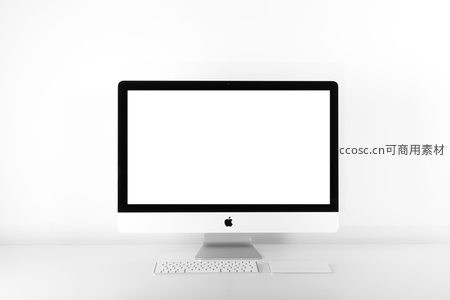 苹果一体机电脑，简洁白色背景下的科技美学展示