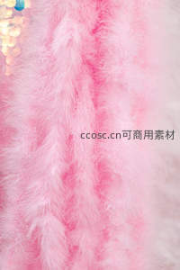 柔美粉色羽毛围巾特写