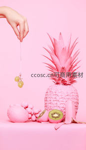 粉色水果组合创意静物摄影