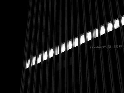 夜幕下摩天大楼的几何线条之美