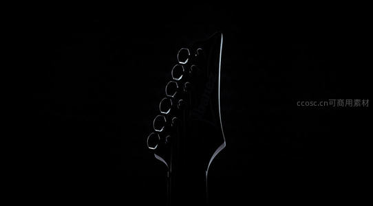 吉他琴头剪影，轮廓清晰优雅