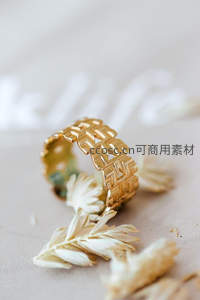 几何金戒伴干花，优雅静物摄影