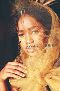 金色薄纱下的神秘女性肖像