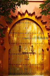 摩洛哥风格拱形木门与雕花墙