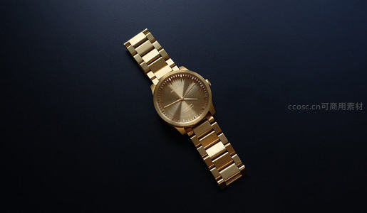 简约金色腕表静置于深色背景之上