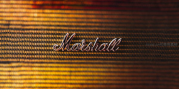 Marshall音箱金属标志特写